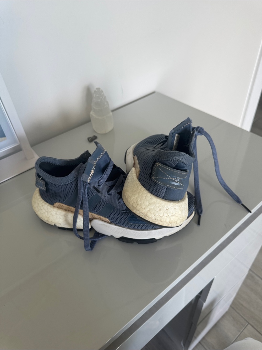 adidas Kids Navy Blue Sneakers with Cream Accents
